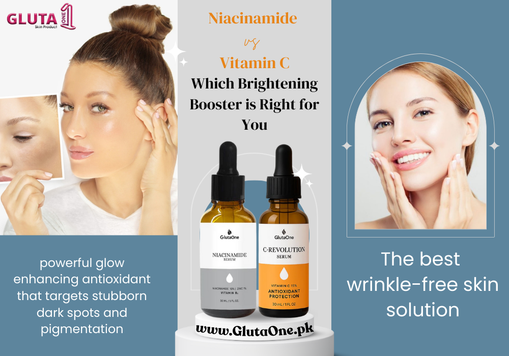 Niacinamide vs. Vitamin C: Which Brightening Booster is Right for You? GLUTA ONE Pvt.Ltd Niacinamide vs. Vitamin C: Which Brightening Booster is Right for You? GLUTA ONE Pvt.Ltd
