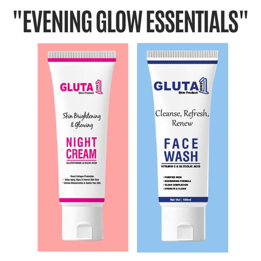 Gluta One Evening Glow Essentials (Night Cream + Facewash)