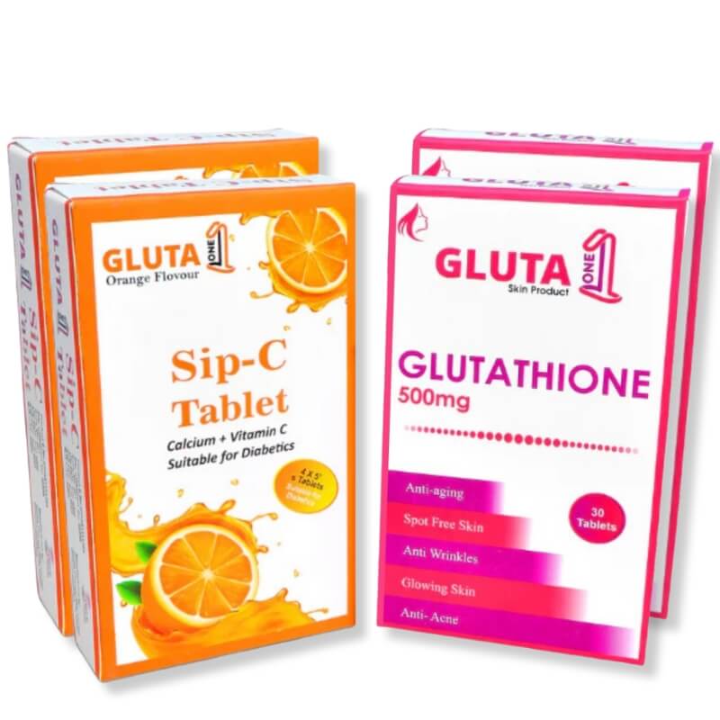 Gluta One + Sip C + Cream ( 1 Month Standard Course with Night Cream )