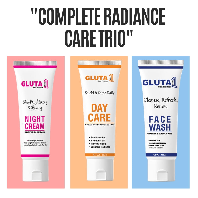 Gluta One T-Bundle (Night Cream + Day Cream + Facewash)